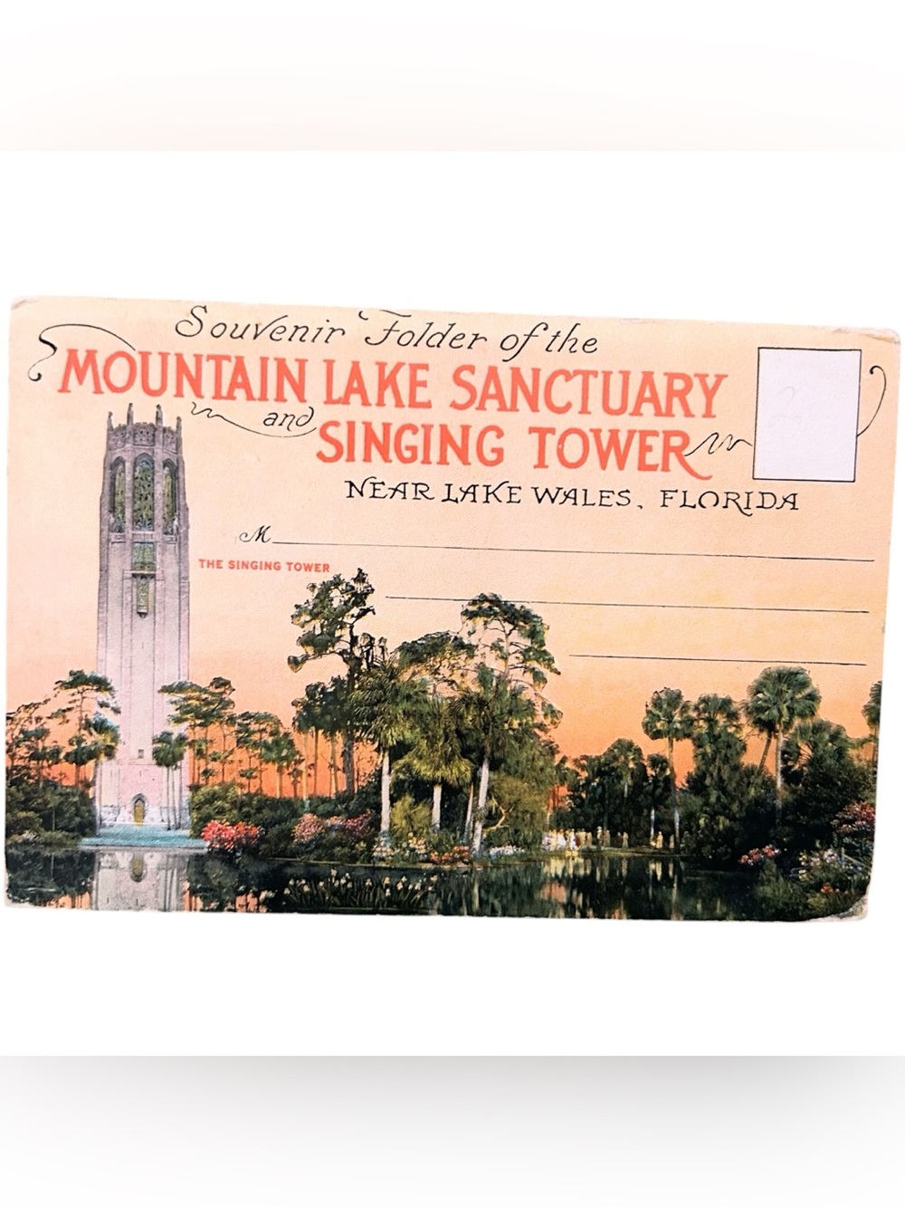 Vintage Mountain Lake Sanctuary and Singing Tower Souvenir Folder Bok Tower